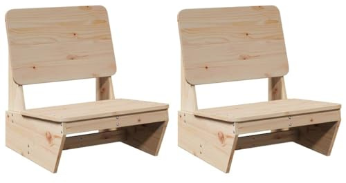 Homvdxl Niedriger Stuhl, 2er-Set, Feuerstelle, Outdoor-Feuerstellenstuhl für Garten, Terrasse, Terrasse und Balkon, wasserabweisend, Holz, Gartensitz mit Rückenlehne, 60 x 64 x 70,5 cm, Braun