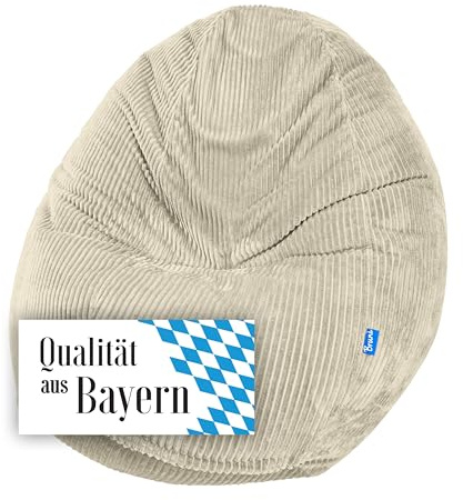 Bruni Classico Cord S in Beige – Kinder-Sitzsack für drinnen mit Füllung, Indoor-Sitzsack aus Deutschland