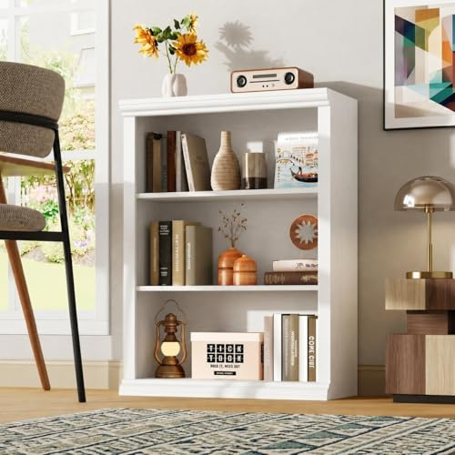 EOSVALO Bücherregal, 3-Stöckig, 70 x 29.7 x 93.8 cm, Weiß | Offenes Aufbewahrungsregal, Für Home Office, Wohnzimmer, Schlafzimmer, Kinderzimmer