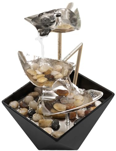 BurTrickle Trilogy Tabletop Fountain with 3-Tier Stainless Steel Waterfall