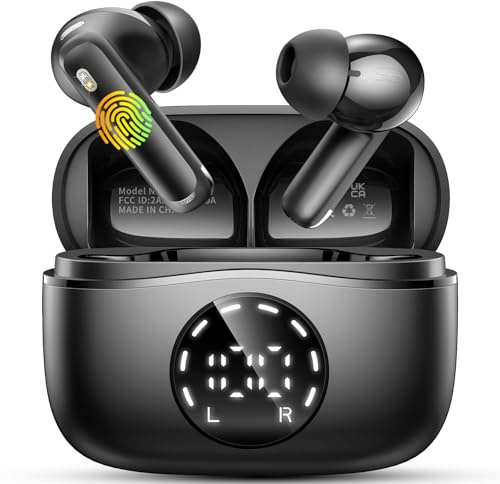 Cuffie Bluetooth 5.4, 2026 Nuovo Auricolari Bluetooth Stereo HiFi, 48 Ore Cuffiette In Ear con 4 ENC Cancellazione Rumore Mics, Cuffiette Touch Control/LED Display, IP7 Impermeabili Cuffie Senza Fili