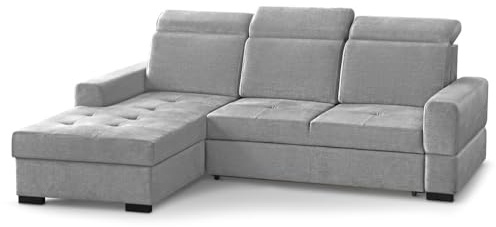 MW EURO-MEBLE Ecksofa Axel MINI - Wohnlandschaft, Polstersofa, Polstercouch (Linke Seite - Hellgrau: Voss 07)