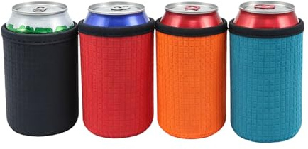 12oz Standard Can Sleeves Insulators Holder Neoprene Can Cooler Sleeves | Beer Cooler Sleeve Can Covers Cooler Soft Non-Slip Can Cooler for Soda Cans Beer Water Bottles (Black/Red/Orange/Blue)