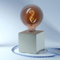Buchenbusch urban design Home Designerlampe aus Beton, Nachttisch-Leuchte, Cube-Lampe als Geschenk, Harmonische Beleuchtung, Als LED Lampe für jeden Raum, Mit farbigem Textilkabel „Blau-Weiß“
