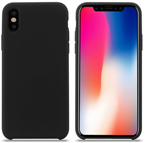 Cover per iPhone XS, Silicone Liquido Fine Originale Custodia Ultra Slim Gel Antiurto Protezione Cover Silicone iPhone XS con Tessuto Microfibra Cuscino Coveri per Apple iPhone XS (XS 5.8'', Nero)