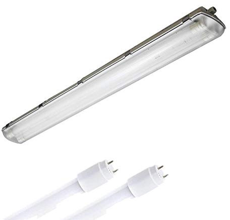 ELG Leuchten LED Feuchtraumleuchte 150cm 2 x 24 Watt Röhren 6500K Tageslicht 2x4000lm 166lm/W Kellerleuchte Werkstattleuchte Werkstattlampe Nassraumleuchte (6500k-prima, 150cm / 2-flammig)