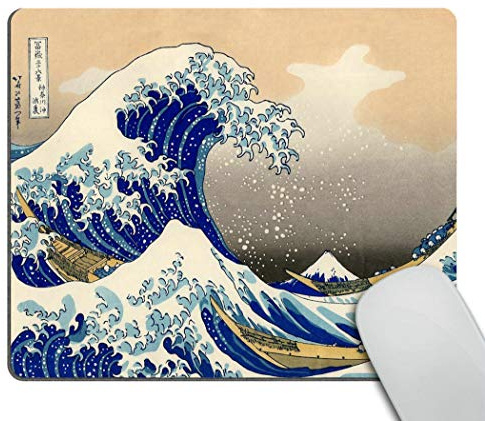 Wasach Decorative Mouse Pad Art Print Painting Hokusai The Great Wave Rectangle Non-Slip Rubber Mousepad Gaming Mouse Pad