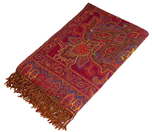 Lorenzo Cana Luxus Decke Jacquard gewebt Wolldecke Baumwolldecke Baumwolle mit feinster Wolle vom Merino - Lamm Wohndecke Decke Lammwolle Paisley Sofadecke 140 cm x 200 cm 9625633