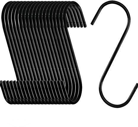 NACTECH 20pcs Ganchos Colgantes en Forma de S 9.3cm Gancho de Cocina para Colgar Cacerolas y Ollas Metal Ganchos de Baño Toallas Suspender Abrigo Utensilios Oficina Lámparas Garaje