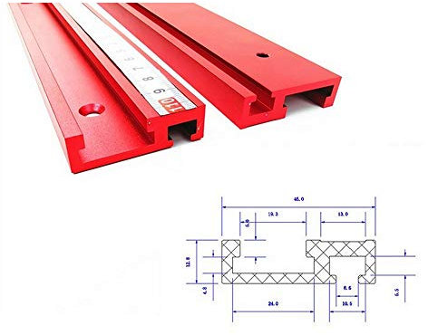 45 Type T-Slot Miter Track,Red T-Track,45mm Aluminium Alloy Track Chute Pusher Electric Circular Saw Flip Table Woodworking DIY Hand Tool 600mm T-Track