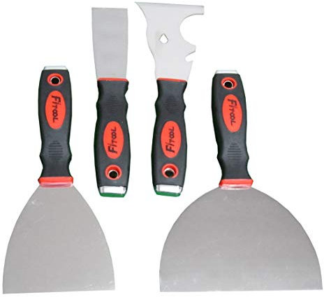 FITOOL Lot de 4 spatules en acier inoxydable 7 en 1, couteaux de putting flexibles, grattoirs de peinture de qualité 3,8 - 7,6 cm - 10,2 cm - 15,2 cm
