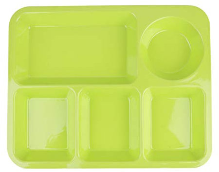 Yarnow Fast Food Tray, Compartment Mess Tray, School Lunch Trays, Plastic Lunch Trays with dividers Divided Serving Trays Divided Fondue Plates BPA Free 12.4 x 9.96 (Green)
