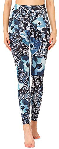 Merry Style Damen Lange Leggings mit Allover Print Muster bunt MS10-338(Marineblau/Blumen,XS)