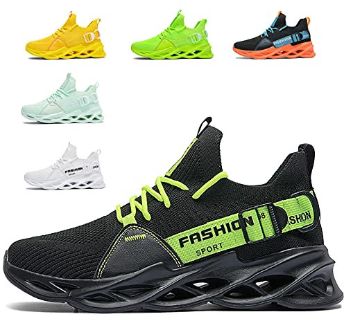 Scarpe Running Uomo Ginnastica Sneaker Donna Leggere Traspirante Outdoor Sportive Calzature da Corsa Pallavolo Tennis Nero Verde Bianco Rosa Giallo Grau Orange Viola Rosso Marrone G133 Black 40EU