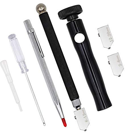 Tagliavetro Professionale, 2-6 mm, 6-12 mm, 12-20 mm Testa da Taglio per Vetro,Utensile Tagliavetro con Manico,per Tagliare Diversi Vetri