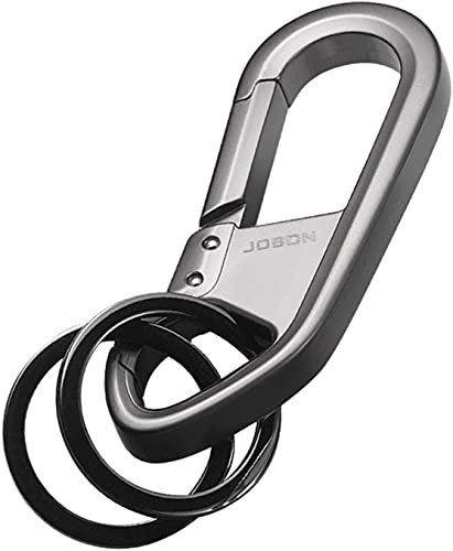 Ayxnzjsjm Porte-clés, avec 2 porte-clés - mousqueton en alliage de zinc, forme de mousqueton solide, porte-clés de voiture comme cadeau d'affaires pour hommes et femmes, noir