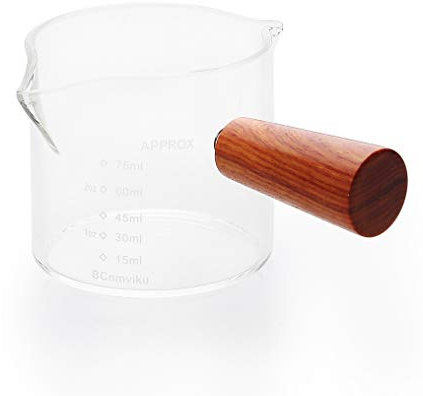 BCnmviku 75ml Espresso Messbecher Mit Griff,Espressogläser Mit doppelten Ausläufen,Espresso Kännchen Mit Skala Für Kaffee,Milch,Cappuccino