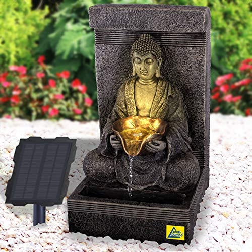 Solar Gartenbrunnen Brunnen Solarbrunnen Zierbrunnen Wasserfall Gartenleuchte Teichpumpe für Terrasse, Balkon, mit Pumpen, mit Liion-Akku
