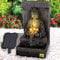 Solar Gartenbrunnen Brunnen Solarbrunnen Zierbrunnen Wasserfall Gartenleuchte Teichpumpe für Terrasse, Balkon, mit Pumpen, mit Liion-Akku