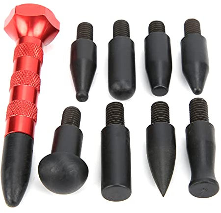Akozon Auto Dent Tap Tool Dellenreparaturstift aus Aluminiumlegierung Mit 9 Verschiedenen Köpfen Universelles Werkzeug Zum Entfernen von Dellen für Karosseriereparaturen