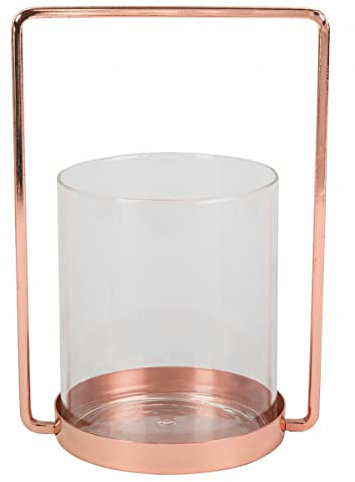 Photophore en verre cadre rose gold 19,5 cm