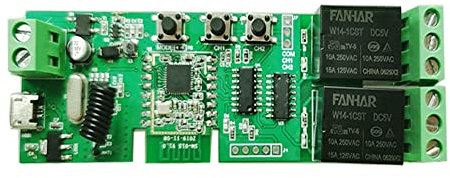 Interrupteur relais intelligent Zigbee 2 canaux, AC/DC 7-24 V RF433 Module relais ZigBee, module de relais intelligent Tuya & eWeLink compatible avec Alexa Google Home, Hub ZigBee requis