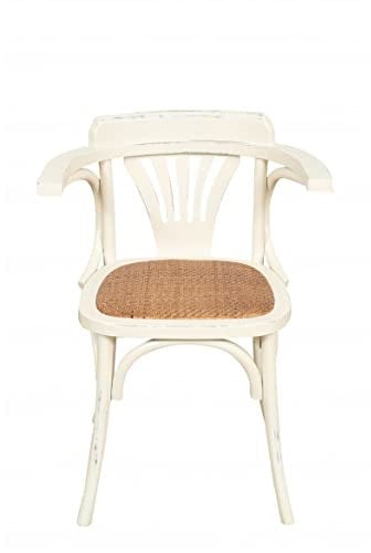 Biscottini Thonet Stuhl 75 x 42 x 42 cm | Stühle Küche Holz Esche| Esszimmer Stühle Holz weiß Finish | Stuhl Küche Sitz Rattan