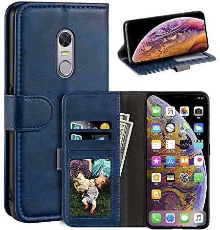 MILEGAO Schutzhülle für TP-Link Neffos X1 Lite, magnetisch, PU-Leder, Brieftaschen-Stil, Business-Handyhülle, modische Klapphülle mit Kartenfach und Ständer, für TP-Link Neffos X1 5 Zoll, Blau