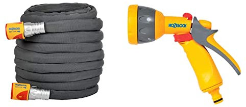 Hozelock Ltd 8112 8000 12.5m Tuffhoze Garden Hose, Grey & HZ2676P0000 Spray Gun, Multi-Colour