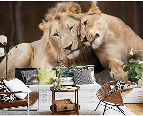 Photo Wallpaper Animal Lion Wallpaper Mural Picture Photo Murals Wallpaper Mural Wallpaper 3D Wallpaper Paste Living Room The Wall for Bedroom Mural Border - 140(W) x70(H) cm
