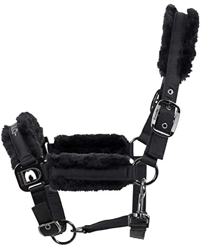 Cavallo Halfter HAFIDA Kunstfell in Black, Größe:Pony