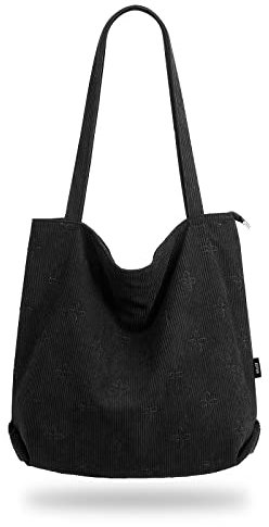 KALIDI cord Tasche Damen Umhängetasche mit Reißverschluss,Groß Shopper Tasche Tote Bag Handtasche Schultertaschen für Arbeit Büro Reisen Einkaufen Schule und Alltag