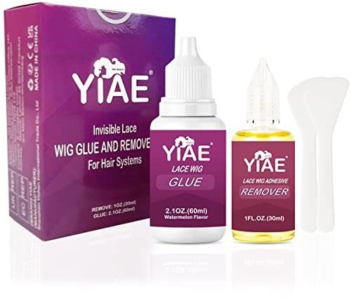 YIAE Perücken kleber und Tape Extensions Löser Set, 60ml unsichtbarer wasserfester wig kleber wig glue perückenkleber für Echthaar perücke mit 30ml Bondinglöser Tape Löser für Extensions