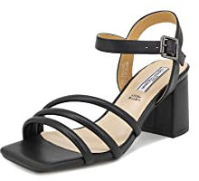 QUEEN HELENA Sandali con Tacco Medio a Pianta Larga Casual Eleganti Donna ZM9341 (Nero, numeric_39)