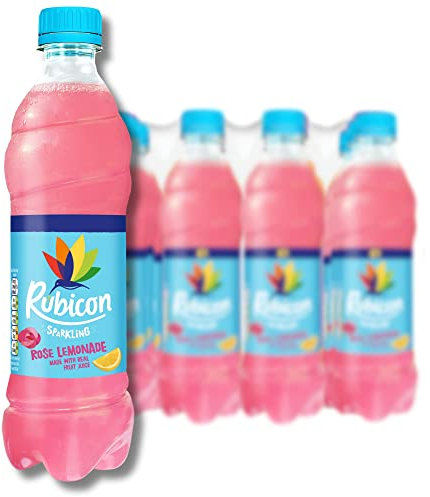 Rubicon 12 Pack Sparkling Rose Lemonade, Flavoured Fizzy Drink, Refresh your routine with Rose Lemonade Life Just Got Rosier - 12 x 500ml Bottles