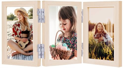 Photo Frame 4X6 inch (10 * 15CM) photo frames multiple pictures,Holds 3 Photographs, Wooden Family Frame for Tabletop,Gift for Friends on Christmas Thanksgiving Day