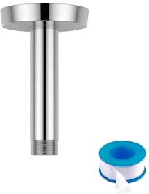 Lordear Shower Arm 4 Inch Chrome Ceiling Mount Shower Arm and Flange 4” Shower Head Extension Arm Design for Rainfall Showerhead,Round Pipe