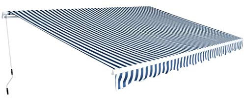 ZEYUAN Gelenkarmmarkise, Sichtschutz Balkon, Balkon Markise, Seitenmarkise, Klemmmarkise, Sonnenvorhang, Balkonmarkisen, 450 cm Blau/Weiß