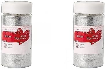 docrafts 250g Large Glitter Pot - Silver (Pack of 2)