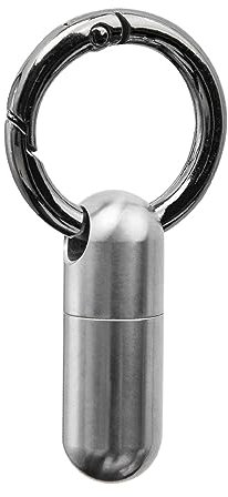 MagiDeal Titane Pilulier Pilulier Pilule Fob Pendentif Métal Tube Petite Pilulier Porte-clés Pilule Bouteille pour Voyage Randonnée Camping Poche Hommes Femmes, Argent