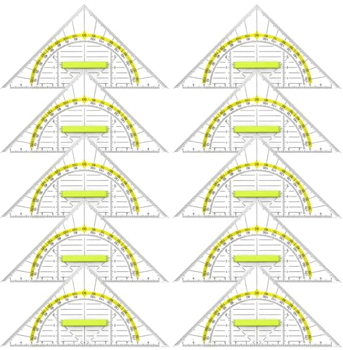 YDHfdc 10 Stück Geodreieck aus Kunststof Geodreieck Flexibel Geodreieck mit Griff Bruchsicher Geodreieck Klein zum Kreise Zeichnen für Studenten Büro Designer Malerei