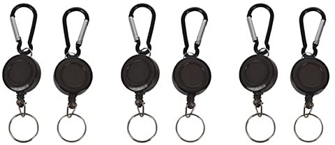 Bdfhjln 6 Stück Spule für Ausweiskarten, Yoyo, Ski, einziehbar, Farbe: Schwarz, Menge: 2 Stück