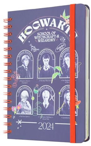 Grupo Erik Harry Potter Kalender 2024 Buchkalender - Terminplaner 2024 A5 Planer 2024 A5 Kalender A5 - Jahreskalender 2024 Buch - Terminkalender 2024 A5 Harry Potter Fanartikel Offizielle Lizenz