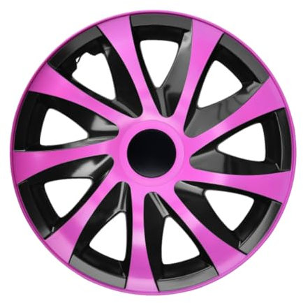 Luckyberg Radkappen 14 Zoll Draco | Zierkappen in vielen Farben, Radzierblenden 4er-Set für die meisten Automarken und Stahlfelgen. Felgenabdeckung für Autofelgen. (14 - ROSA/SCHWARZ)