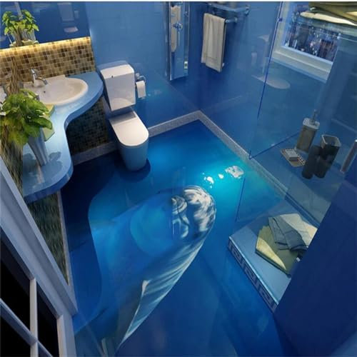 Selbstklebende Bodentapete 3D-Bodenbelag, niedliche Wassertier-Bodenbelag-Tapete, 150 x 105 cm Selbstklebend, Abnehmbar, Für Küche, Bad, Bodenteppich, Mattendruck, Epoxidharz
