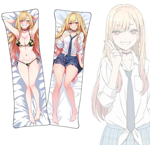 Anime Kissenbezüge My Dress-Up Darling Kitagawa Marin Dakimakura kurzer Plüschstoff doppelseitiger Anime Körper Kissenbezug