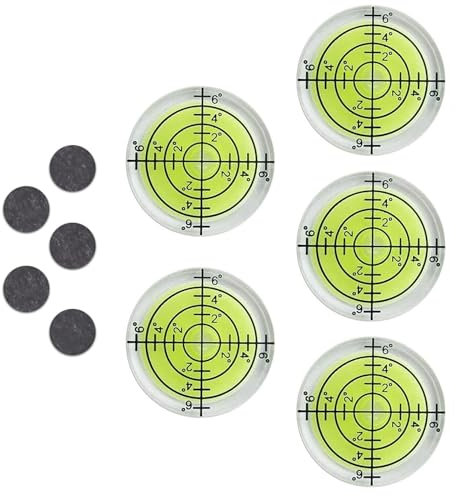 Livella Tascabile di Precisione Con 5 Magneti Autoadesivi, 5 PCS Ø 32 mm di Diametro Mini Livelle a Bolla D'aria, Piccola Livella a Bolla D'aria, Mini Livella a Bolla