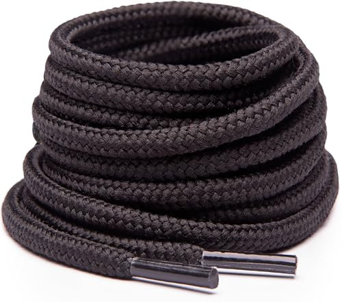 Miscly Cordones Redondos para Botas - Resistentes y Duraderos, Cordones para Botas de Trabajo y Calzado de Senderismo (Negro, 274 cm)