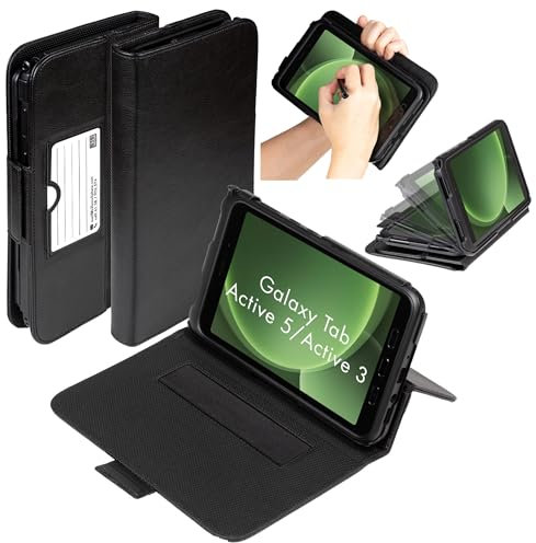 Hülle kompatibel mit Samsung Galaxy Tab Active 5, Tab Active 3 - Handschlaufe, Verstellbarer Standfuß, Anti-Rutsch Funktion - Tablet Case Schutzhülle Case