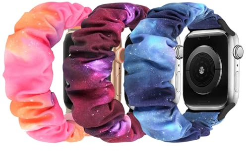 Ecogbd Elastic Scrunchie Strap Compatible with Apple Watch Strap 38mm 40mm 41mm 42mm 44mm 45mm 46mm 49mm, Soft Fabric Nylon Straps for iWatch Series 10 9 8 7 6 5 4 3 SE, Women